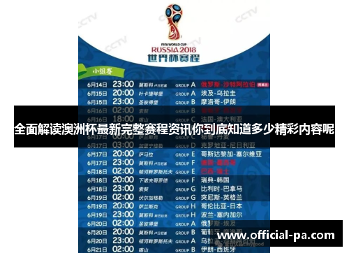 全面解读澳洲杯最新完整赛程资讯你到底知道多少精彩内容呢