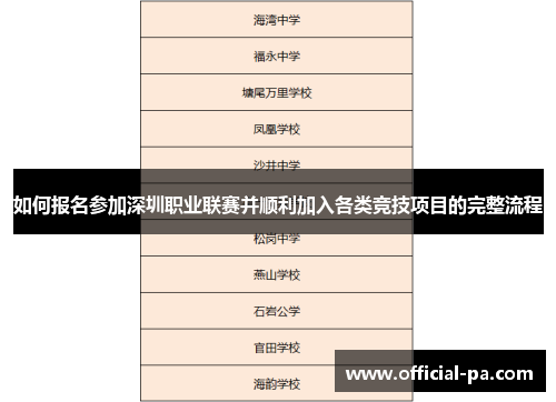 如何报名参加深圳职业联赛并顺利加入各类竞技项目的完整流程